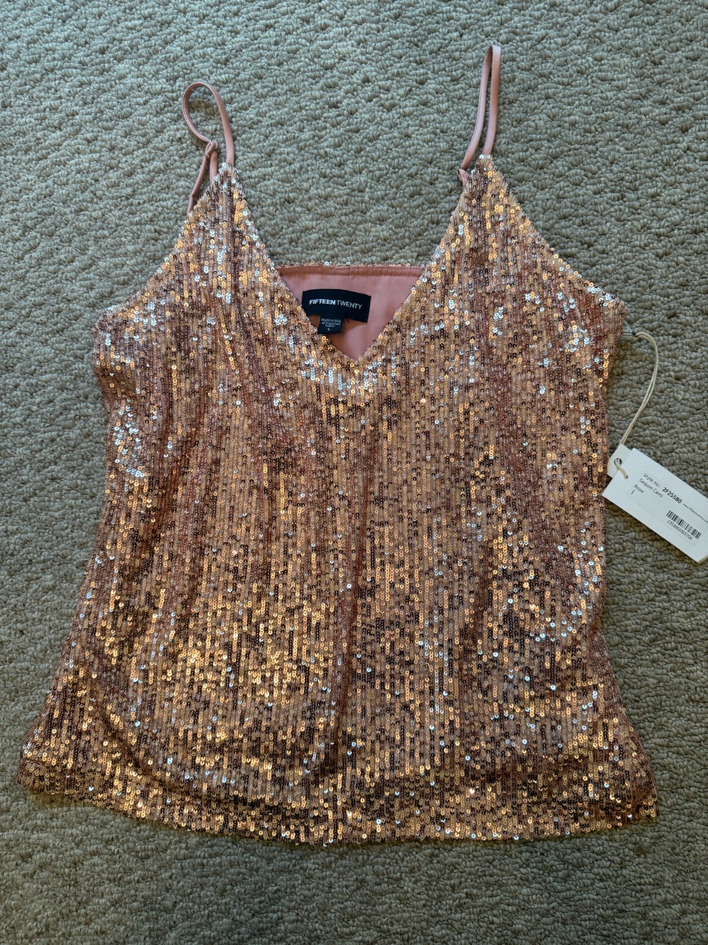 Fifteen Twenty Rose Gold Sequin V-Neck Dress